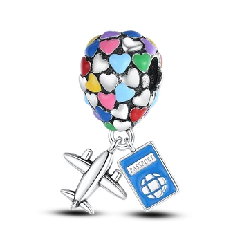De Vânzare la cald 925 SilverColor balon de călătorie avion Farmecul Original se Potrivesc Pandora Brățară Pentru Femei DIY Șirag de mărgele Moda Bijuterii