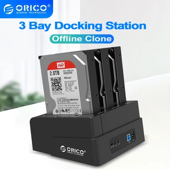 ORICO 3 Bay HDD Stație de Andocare cu Offline Clona SATA la USB 3.0 HDD Docking Station, Suport 2.5/3.5 Inch HDD Copie Offline