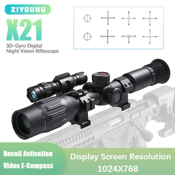 Noi X21 Digitală în Infraroșu Viziune de Noapte Riflescope HD Vederea 8X 50mm E-Compass Plin de Culoare Viziune de Noapte domeniu de Aplicare Monocular pentru Vânătoare