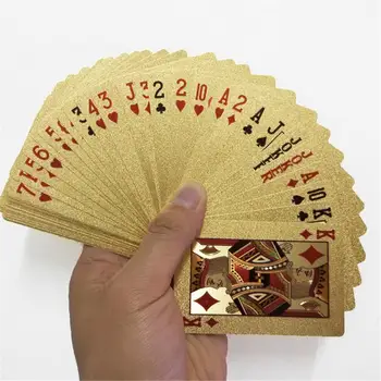 Aur de 24K Carti de Joc din Plastic Joc de Poker Punte Folie de Poker pachet de Carduri de Magie Impermeabil Card Cadou Colectia de jocuri de Noroc Joc de Bord