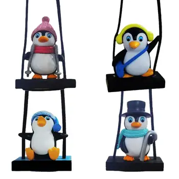 Masina Ornamente Drăguț Penguin Swing Design Rășină Auto Oglinda Retrovizoare Pandantiv Oglinda De La Masina Decoratiuni Interioare Charm Accesorii