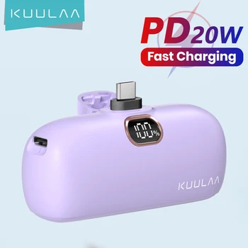 KUULAA Mini Power Bank 5000mAh PowerBank QC PD Rapid de Încărcare Pentru iPhone 15 14 13 Baterii Externe Încărcător Portabil Pentru Xiaomi Mi