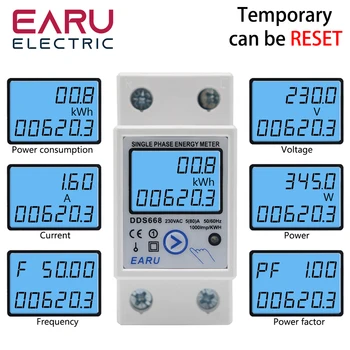 DDS66 AC220V 110V Digital monofazat Resetarea la Zero a Contorului de Energie kWh Tensiune de Alimentare Curent Contor de Consum Wattmeter de energie Electrică