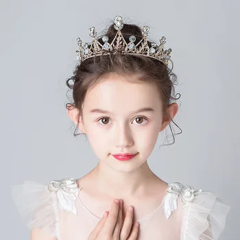 De Moda De Aur, Argint Culoare Cristal Coroane Pentru Copii Copil Fete Perle Diademe Diademele De Mireasa Accesorii De Par, Bijuterii De Mireasă
