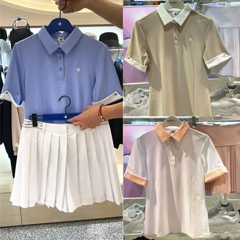 Golf, îmbrăcăminte pentru femei mid-maneci de culoare cucui tricou polo primăvara și vara sudoare de absorbție respirabil rever cu mânecă scurtă T-shirt