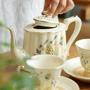 Accesorii de cafea franceză flori set de ceai din portelan farfurie ceașcă de ceai ceainic ceaiul de după-amiază ceașcă de cafea juego tazas de cafenea y platon