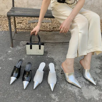 Acoperi Cu Toc Înalt Pantofi Lady Papuci Femei Vara Sandale Multicolore Pantofle Slide-Uri Low Moda 2023 Subliniat De Lux