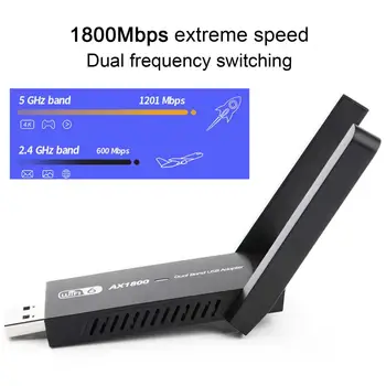 Placa de Retea WiFi 2.4 GHz/5GHz Dual Band de Mare viteză Anti-interferențe de Semnal Stabil 2 Antene Wireless Conexiune 1800