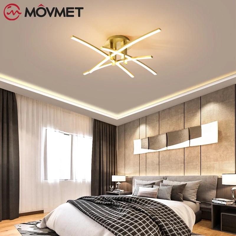 2021 Moderne LED Lampă de Plafon Pictat de Aur Cu Metal Acrilic Pentru Living Studiu Dormitor Interior Alb Mat Iluminat Acasă4