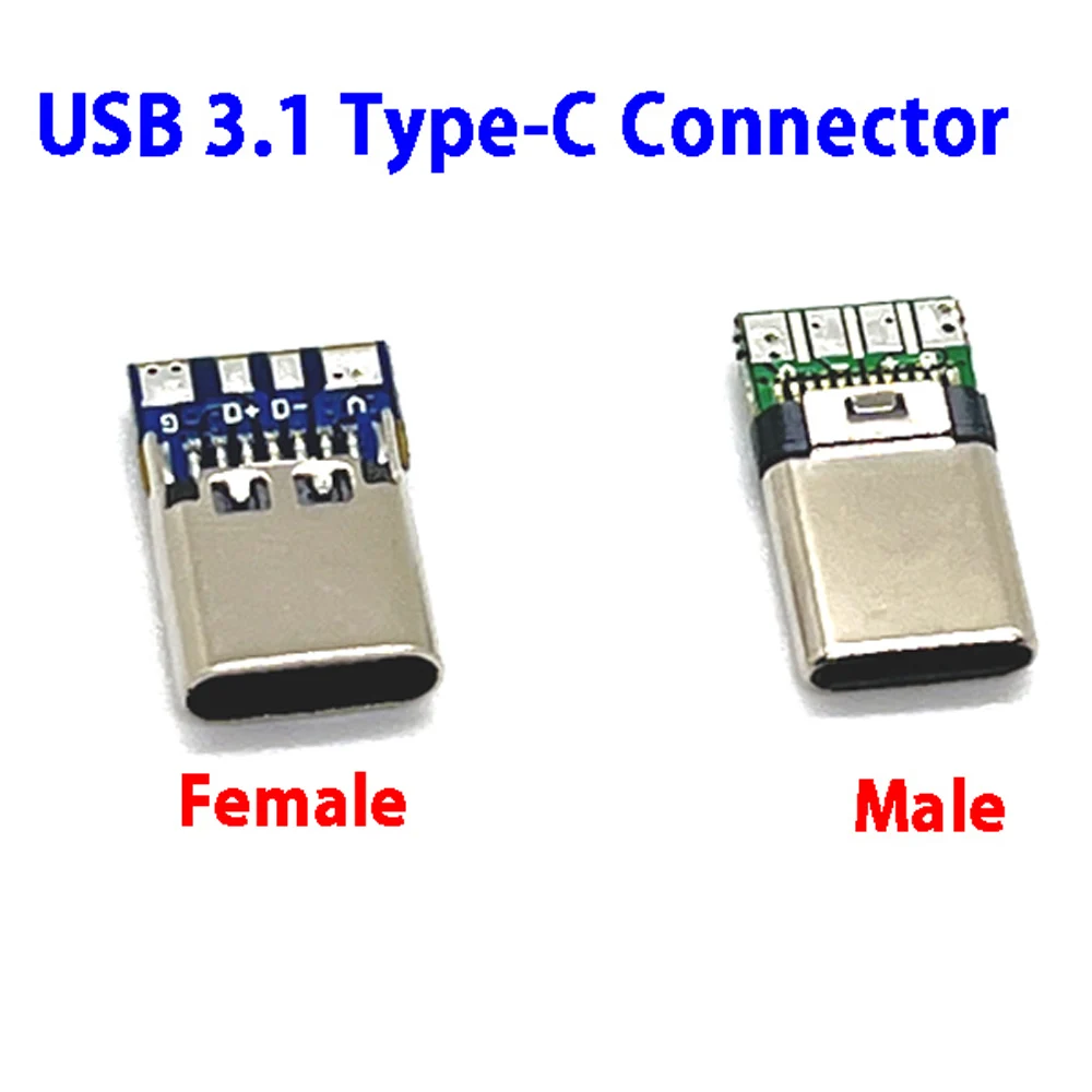 24 pin USB 3.1 de tip c, de sex masculin/de sex Feminin Conectori Jack Coada usb Plug de sex Masculin Electric Bornele de sudare DIY cablu de date Suport PCB Bord4