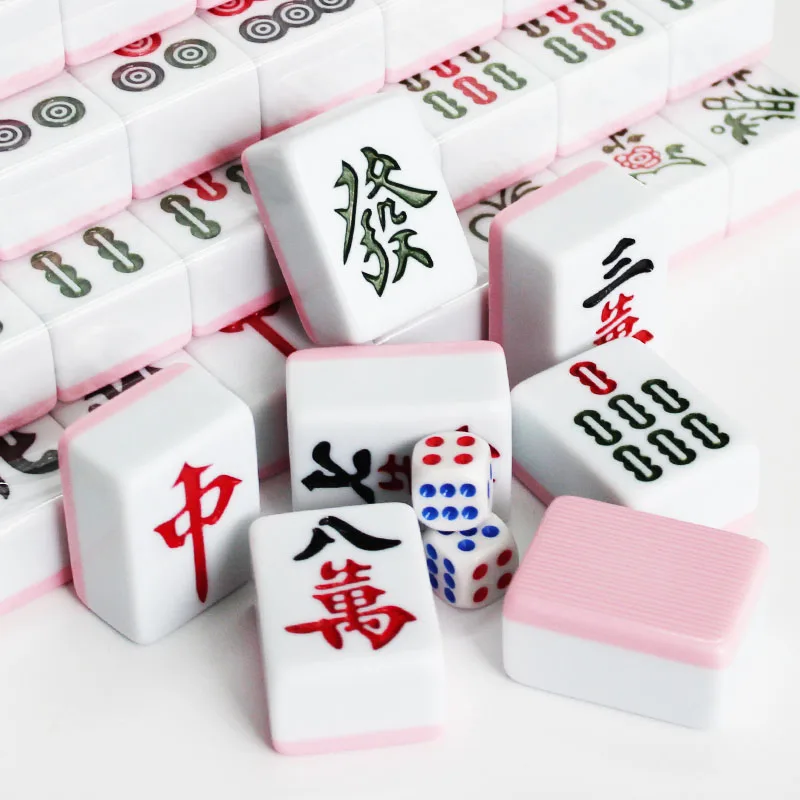 42 mm set Mahjong Joc de Masă de Înaltă Calitate Mahjong Qrange Roz 144pcs Frecarea mâinilor Gresie Mahjong Chineză Amuzant joc Joc de Familie4