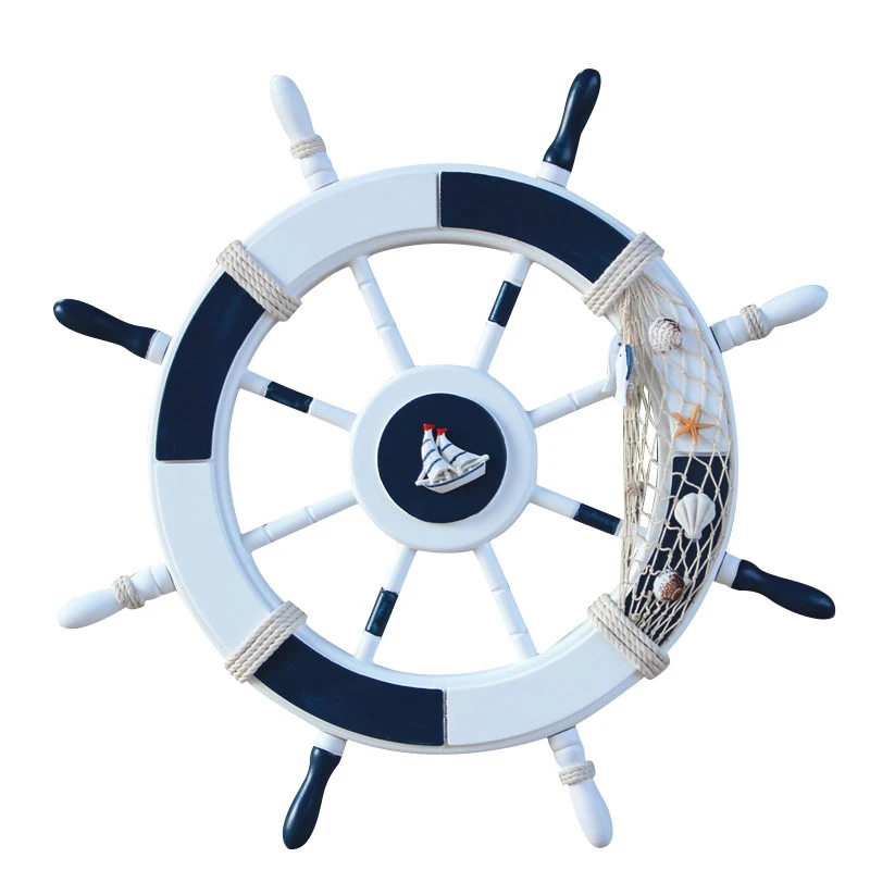 45CM Nautice Cârma Ancoră de Perete Decor Mare Vas de Lemn cu Barca Volan Agatat Ornament Epocă de Navigatie Plaja Tema Acasă4