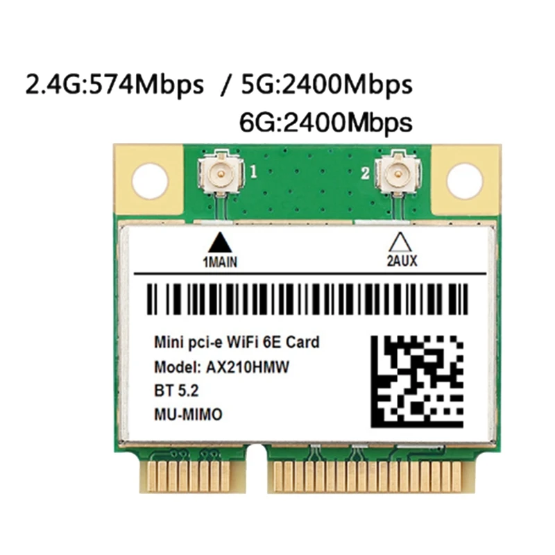 AX210HMW placa Wifi Cu Antena Wifi 6E Mini PCI-E AX210 802.11 Ax/Ac, 2.4 G/5G/6Ghz BT5.2 Adaptor Wireless Pentru Laptop4