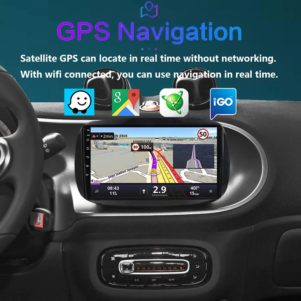 Android 12 Pentru Mercedes Smart 453 Fortwo 2014-2020 Auto radio Player Multimedia QLED 1280*720 Ecran Carplay Radio Auto 2Din DVD4