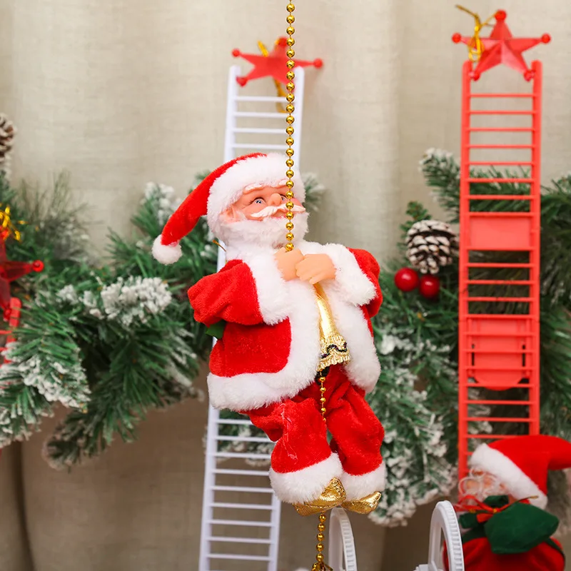 Decor De Crăciun Electric Scara Moș Crăciun Alpinism Margele Pom De Crăciun Agățat Ornamente De Perete Decor Petrecere Copii4