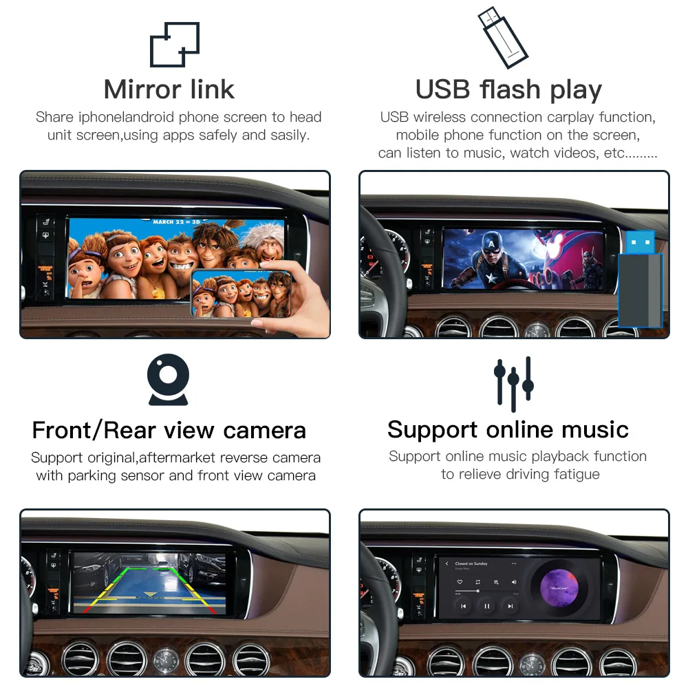 Fără Fir Android Carplay pentru Mercedes Benz S-Series W221S300LS350LS4S5LS6L Mirror Link AirPlay Reverse Mirror Link AirPlay4