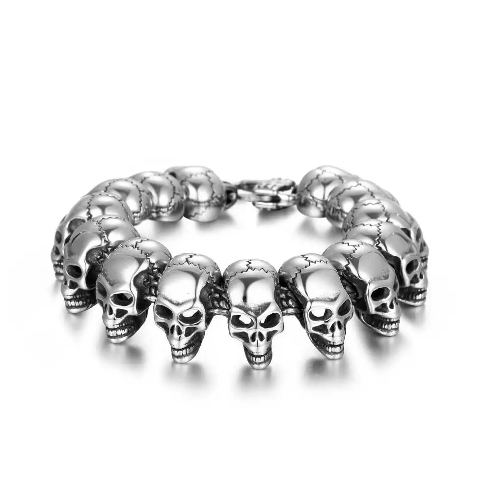 Gotic Nou Populare De Lux Retro Brățară Din Oțel Titan Moda Bijuterii Farmec Cadou Valul De Sex Masculin Craniu De Om De Mână Margele Brățară4