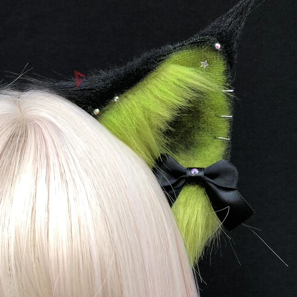 Halloween Serie Negru, Verde, Urechi de Pisică Cerc Păr Pălării Făcute de Mână de Lucru Pentru KC Cosplay Costum pentru Petrecerea de Accesorii Personalizate4