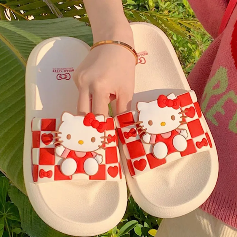 Kawaii Sanrio Hello Kitty Lucruri Cinnamoroll Kuromi Drăguț De Vară Papuci De Casă Desene Animate Non-Alunecare De Sandale Fete Anime Cadou Jucarii Copii4