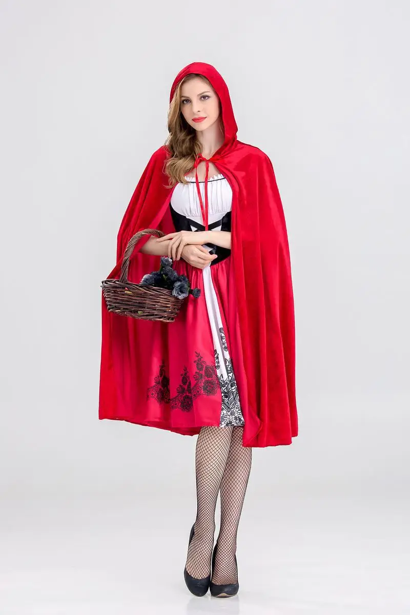 Little Red Riding Hood Costum de Halloween Rochie de Adult Festival Petrecere Castelul Reginei Basm joc de Rol Fantasia și Pălărie4
