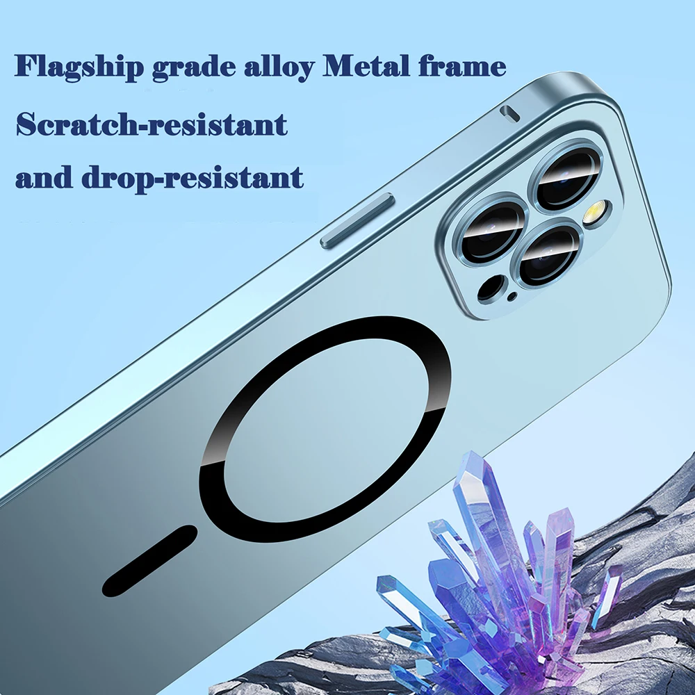 Magnetic Wireless de Încărcare Metal Telefon Caz Pentru iPhone 14 Plus 14Plus 13 12 Pro Max Plin de Lentile de Sticlă, Capac de Protectie Accesorii4