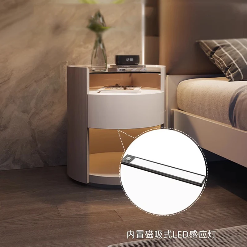 Modern Alb Noptiera Minimalist Rotund Coreea De Modă Nordic Masă De Noapte Economie De Spațiu Muebles Para El Hogar Mobilier De Dormitor4
