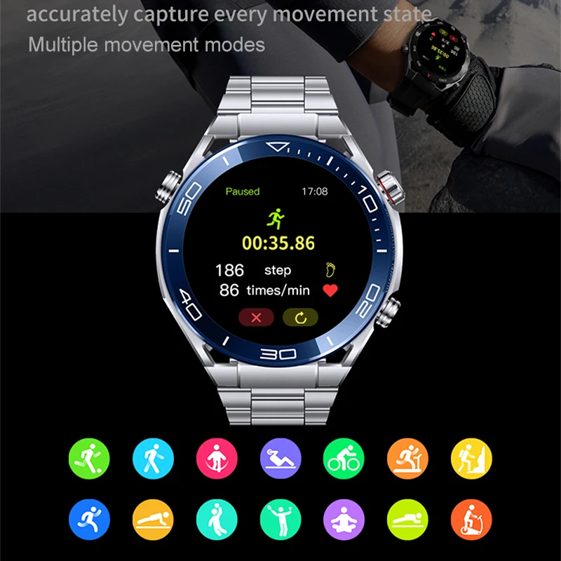 Muzică locală Ceas Inteligent Bluetooth Apel Muzica Ceas NFC 4DOLED Ecran Smartwatch Înregistrare Busola Ceasuri Sport Pentru Barbati 20234