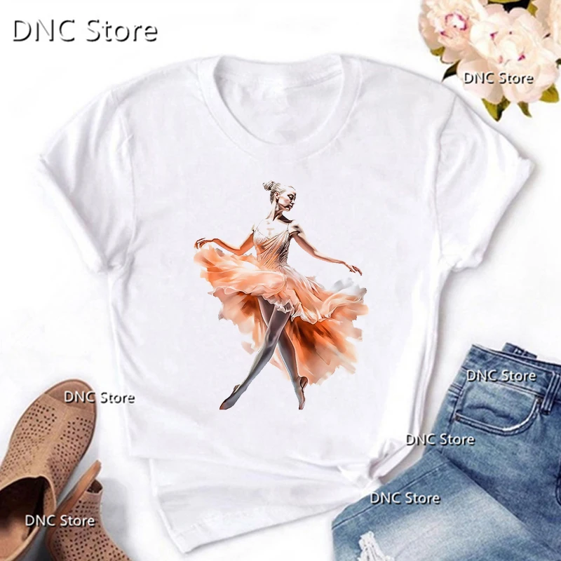 New Sosire Femei T-Shirt de Balet, Dans Grafic de Imprimare Personalizate, Echipa de Dans Îmbrăcăminte de Modă T-Shirt Femme Vara O-Gât Topuri4