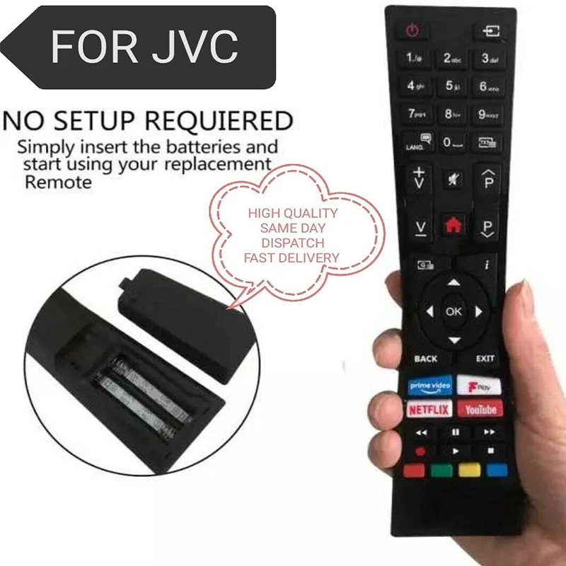 Noua Telecomanda RM-C3338 Pentru JVC SMART TV-YOUTUBE-NETFLIX-PRIM VIDEO-Fplay Ușor de Utilizat și Transporta durată Lungă de Viață4