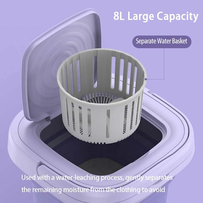 Pliabil portabil Mașină de Spălat Cu centrifugă Automată Mini Lenjerie de corp Șosete Dormitor Mașină de Spălat 8L4