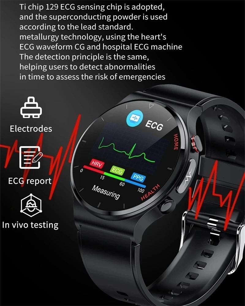 Sănătos de Zahăr din Sânge Ceas Inteligent Bărbați ECG+PPG Precis Temperatura Corpului Monitor de Ritm Cardiac Smartwatch HRV Tensiunii Arteriale Ceas 20234