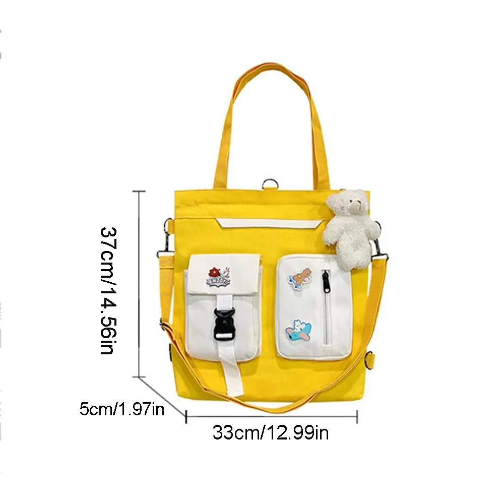 Tutorial Sac de Panza Duel-utilizarea Geanta Stil coreean Sac de Panza pentru Femei Geanta Crossbody Culoare de Contrast Sac de Panza Messenger Bag4