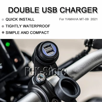 Pentru YAMAHA MT-09 MT09 2021 Trasor 900 Negru NOI Accesorii pentru Motociclete Dublu USB Incarcator de Priza Adaptor