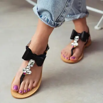 2023 Femei Boem plaja cu Pietre Flip-Flops, sandale Cristal de Diamant Apartamente Curea Glezna Decorative Moda sandale sandale