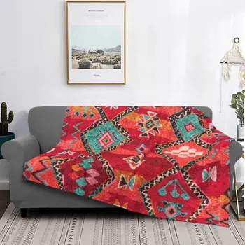 Tradiționale Colorate Anthropologie Boho Marocan Model Pătură Flanel de Imprimare Ușoare Pătură de Canapea de Călătorie sub Acoperire