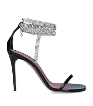 Femei Pantofi De Moda De Brevet Giorgia Cristal Sandale Lanț 105 Negru