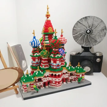 Jucărie pentru Copii Sf Vasile Catedrala Biserica Templul 3D Mini Diamond Blocuri Caramizi de constructie Arhitecturii Mondiale