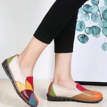 Femei Femei Femei Femei Mama Pantofi Balerini din Piele Mocasini Mocasini Mixte Colorate Non Alunecare Pe Plus Dimensiune 42 Zapatos