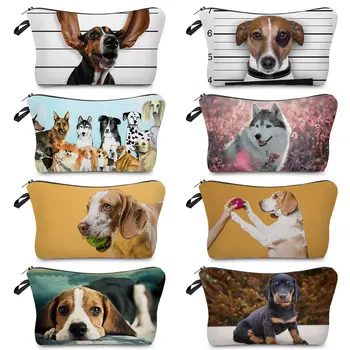 Serie de animale Machiaj pentru Femei Geanta de Călătorie de Mare Capacitate Personalizabil borsetă pentru Cosmetice Sac de Drăguț Câine de Imprimare Student Caz Creion