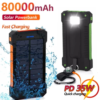 Solar Power Bank de Sus 80000mAh Caz Impermeabil Kituri Smartphone Dual USB Încărcător de Baterie Externă Cutie Lanterna pentru smartphone