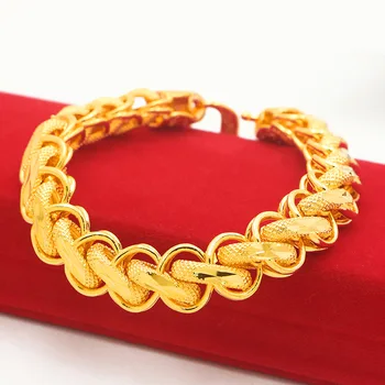 Exagerat de larg versiune 15mm norocos cap generos și minimalist placat cu aur de bijuterii de nunta pentru bărbați brățară cadou comemorative