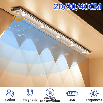 A CONDUS Mișcare Senzor Lumini de Noapte 3 Culoare Într-O singură Lampă Ultra Subțire Sub Cabinet de Lumină Wireless USB Dormitor Dulap de Bucatarie Magnetic