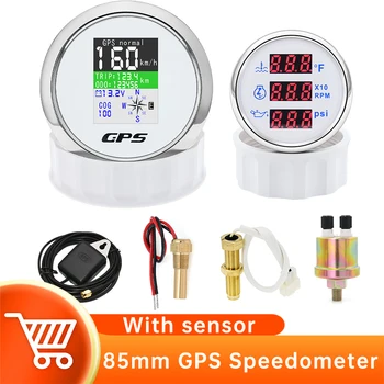 85mm Vitezometru GPS cu Antena GPS 85mm Apă Tahometru Indicator de Temperatura Ulei Presiune Metru cu 1/8 NPT Senzor