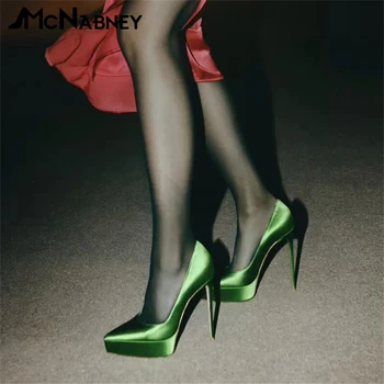 Culoare solidă a Subliniat Toe Pantofi Platforma Stilet Tocuri inalte Verde Stil Concis Pompe Stil de Moda Tocuri inalte pentru Femei de Partid