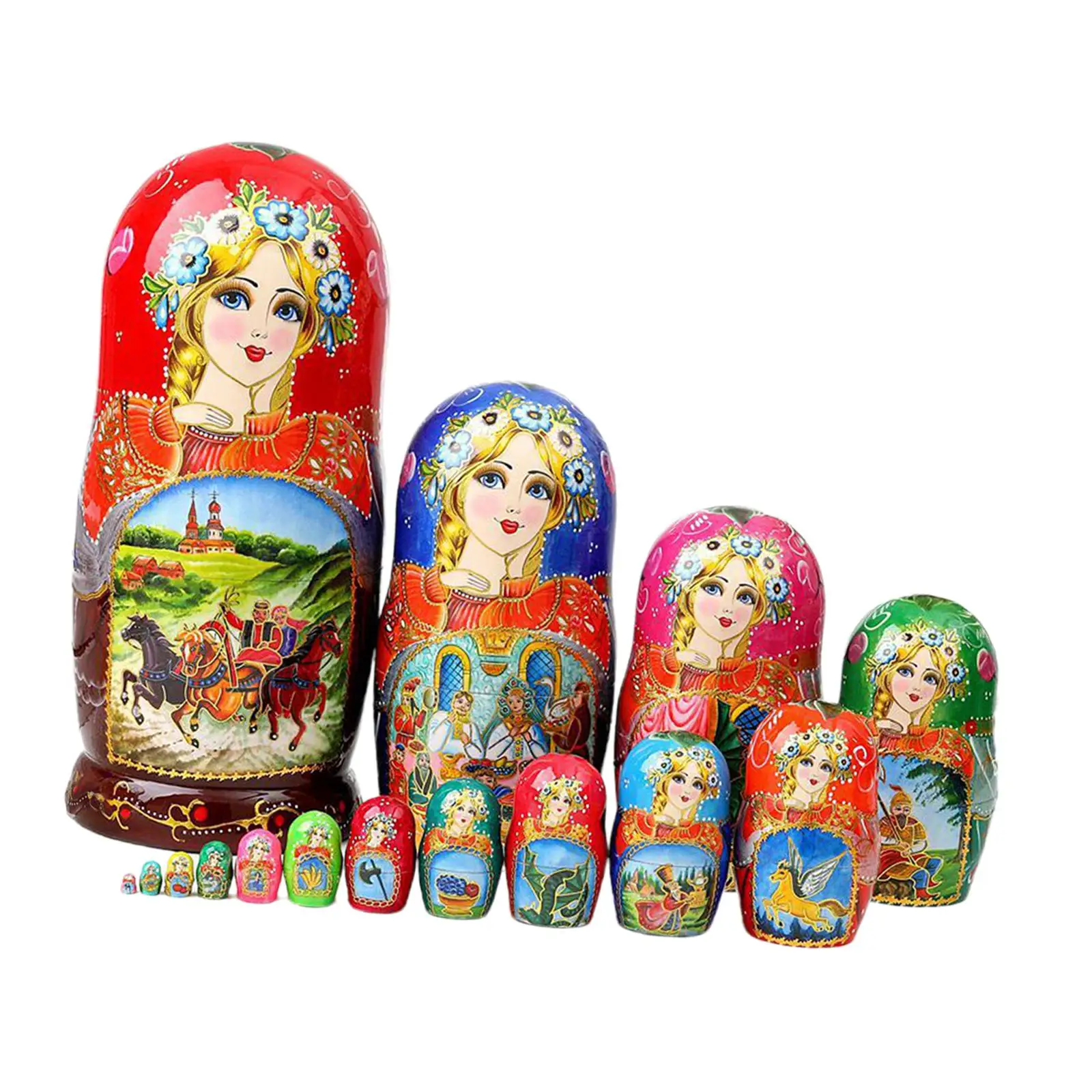 15x Manual rusești Matrioșka matryoshka Masă Decor Decor Petrecere Sac de Jucării din Lemn Stivuire Papusa5