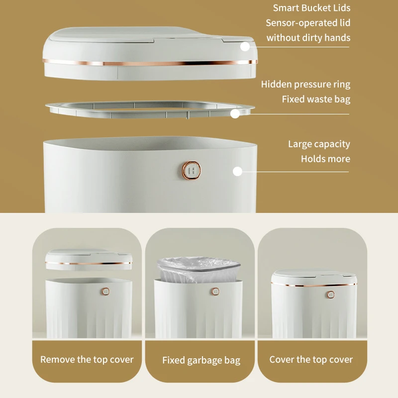 20L Inteligent Gunoi Automatic rezistent la apa Electric de Mare Capacitate Deșeuri de Bucătărie Baie Dormitor Senzor Automat de Gunoi5