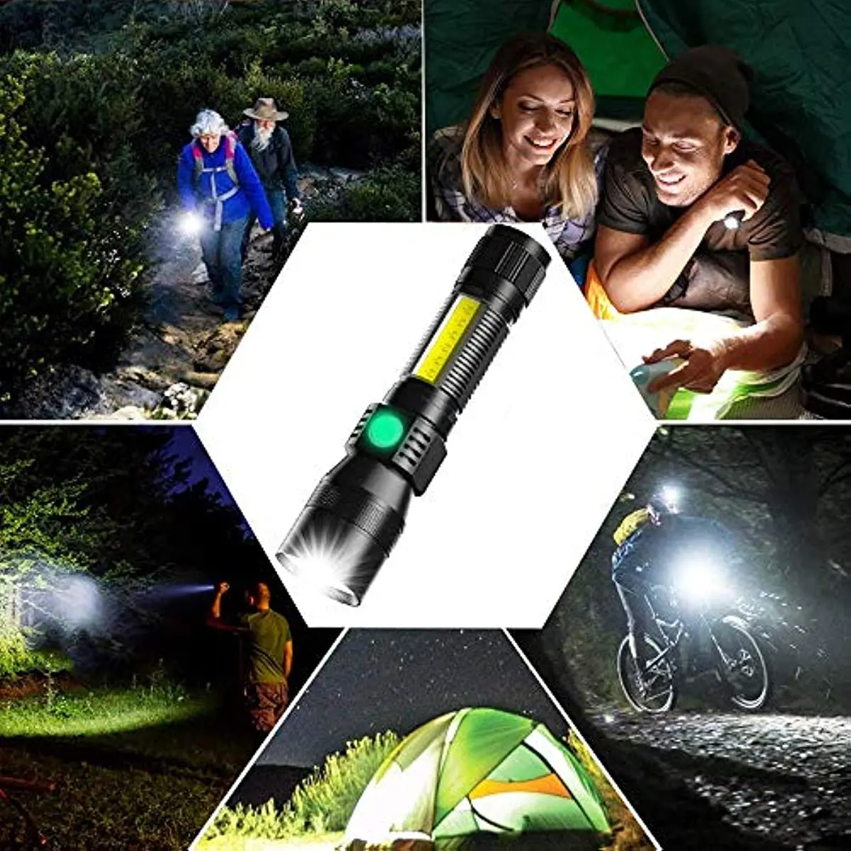 3in1 Super Bright LED-uri Lanterna Tactice USB Reîncărcabilă UV Blacklight Zoomable 7Modes Impermeabil Buzunar Roșu Alb de Lumină Torță5