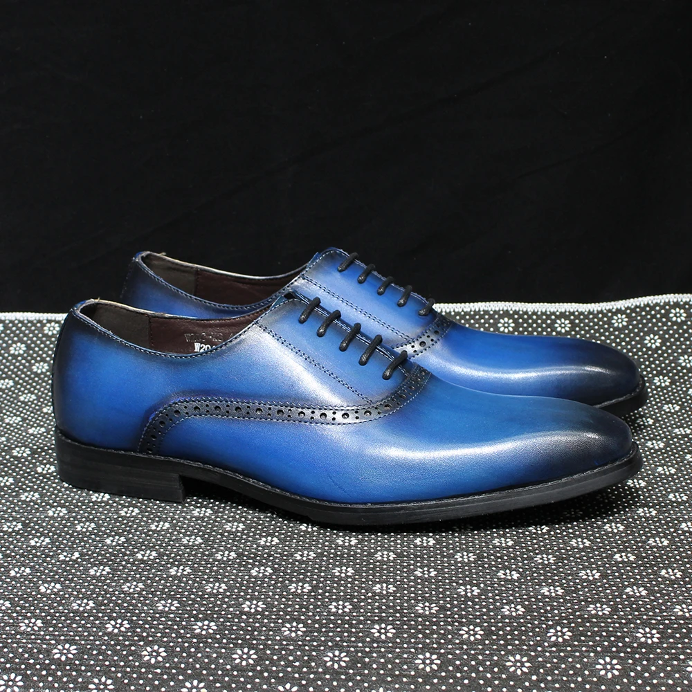 Bărbați clasic Pantofi Oxford din Piele Plain Toe de Afaceri de Birou Rochie Pantofi pentru Barbati lucrate Manual, Dantelă-up Petrecerea de Nunta Oxfords5