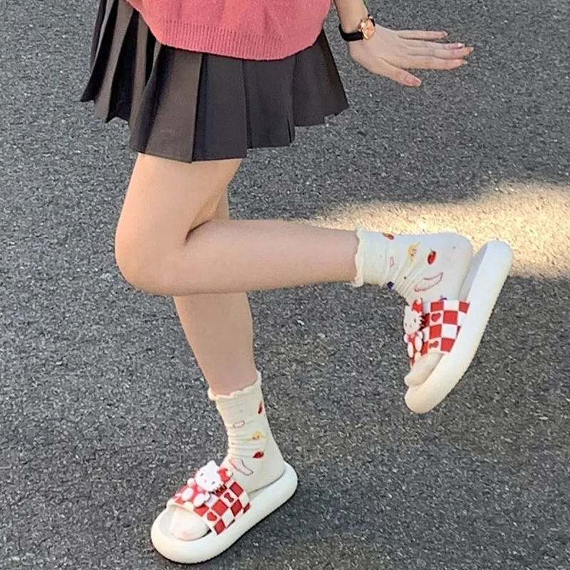 Kawaii Sanrio Hello Kitty Lucruri Cinnamoroll Kuromi Drăguț De Vară Papuci De Casă Desene Animate Non-Alunecare De Sandale Fete Anime Cadou Jucarii Copii5