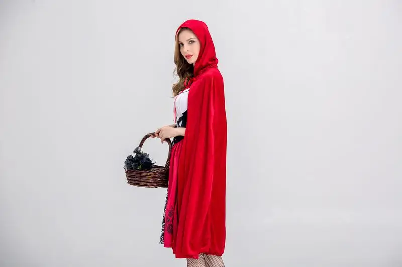 Little Red Riding Hood Costum de Halloween Rochie de Adult Festival Petrecere Castelul Reginei Basm joc de Rol Fantasia și Pălărie5